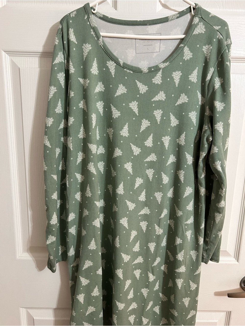 Charter Club Sage Green Tree-Print Long Sleeve Nightgown